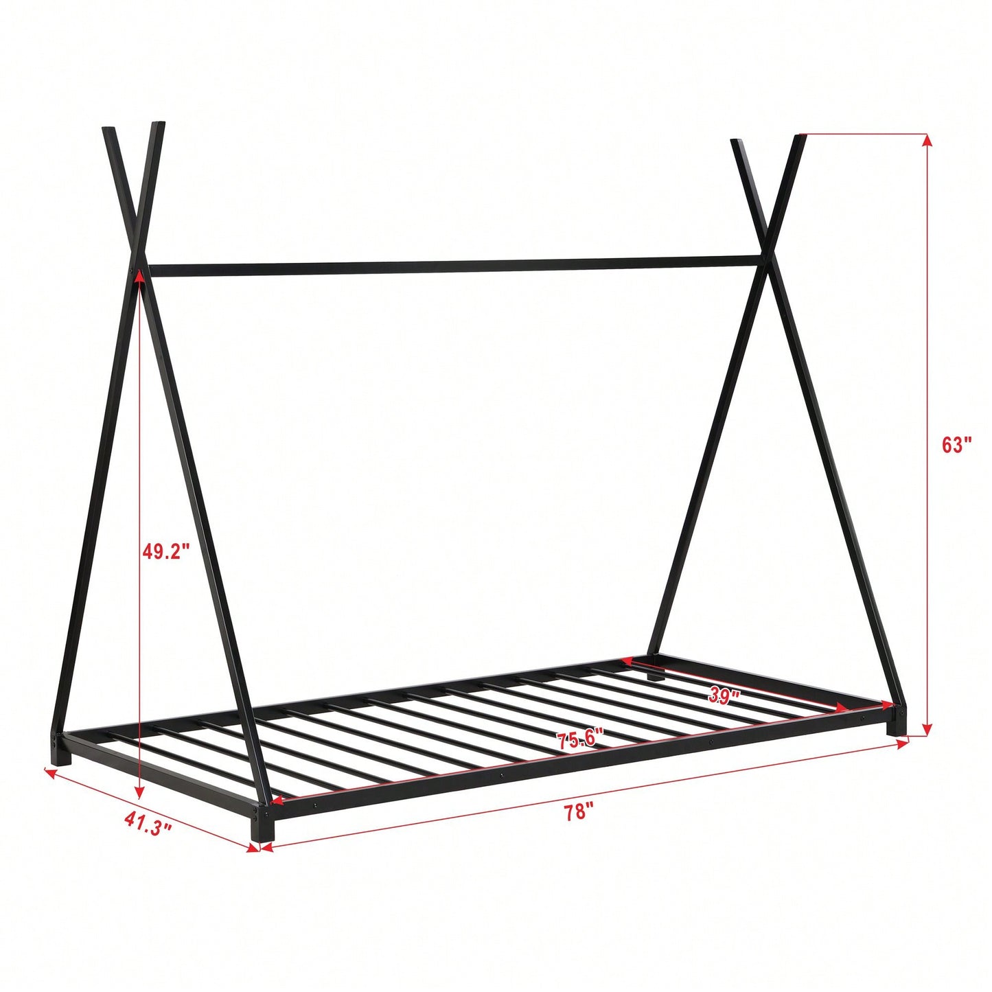 Twin Size House Platform Bed With Triangle Structure