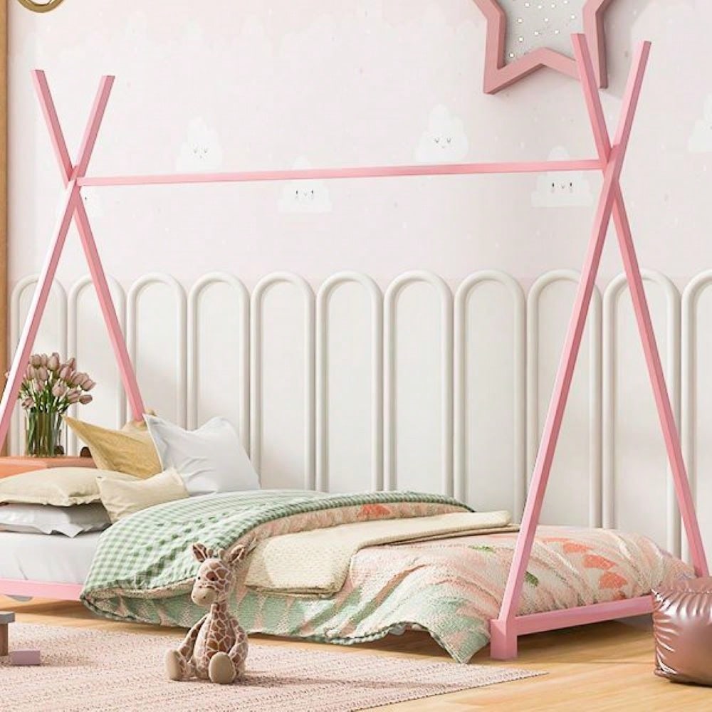 Twin Size House Platform Bed With Triangle Structure