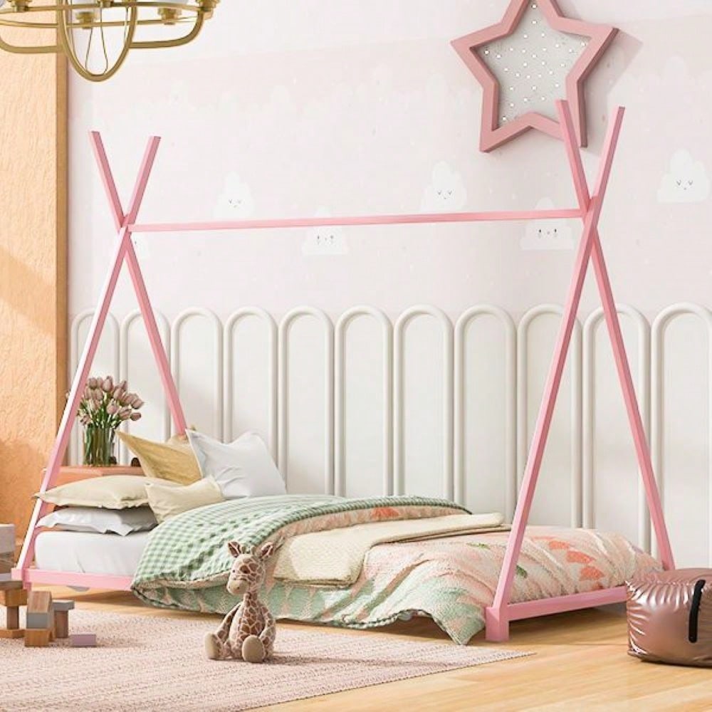 Twin Size House Platform Bed With Triangle Structure