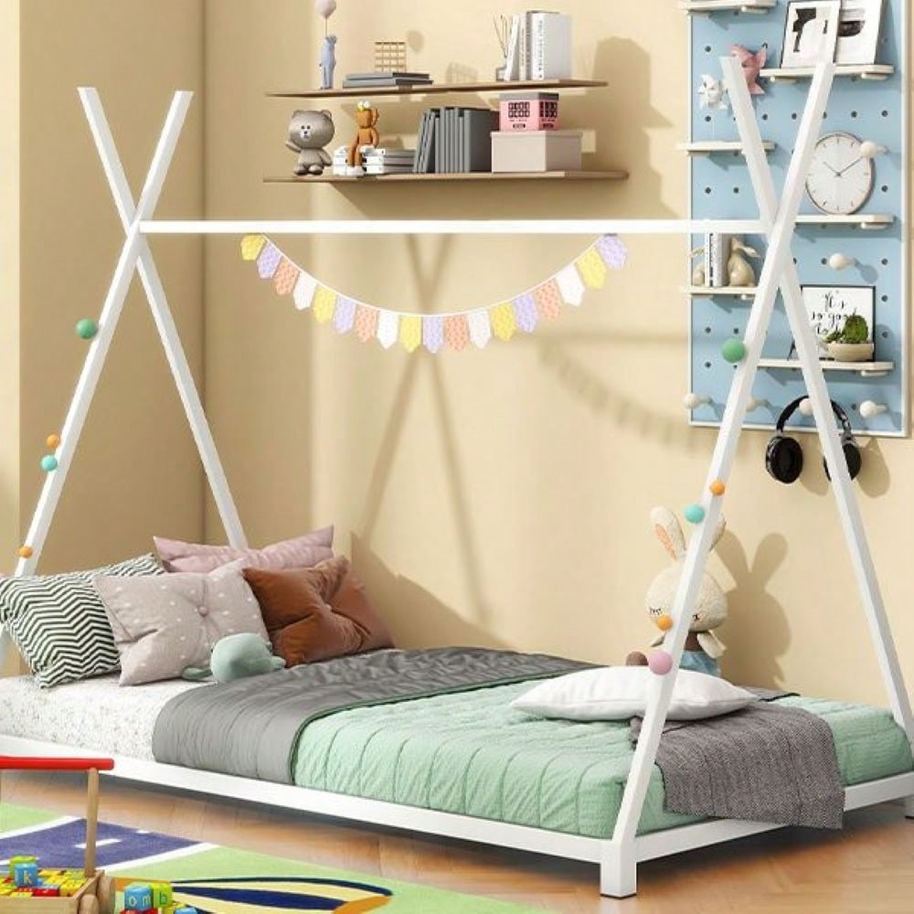 Twin Size House Platform Bed With Triangle Structure