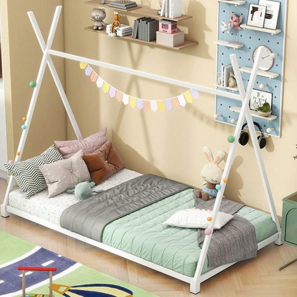 Twin Size House Platform Bed With Triangle Structure