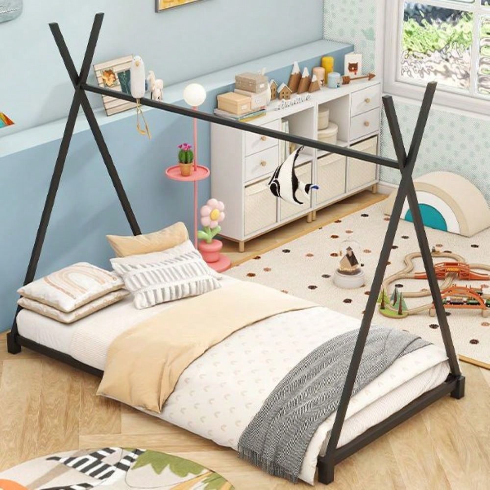 Twin Size House Platform Bed With Triangle Structure