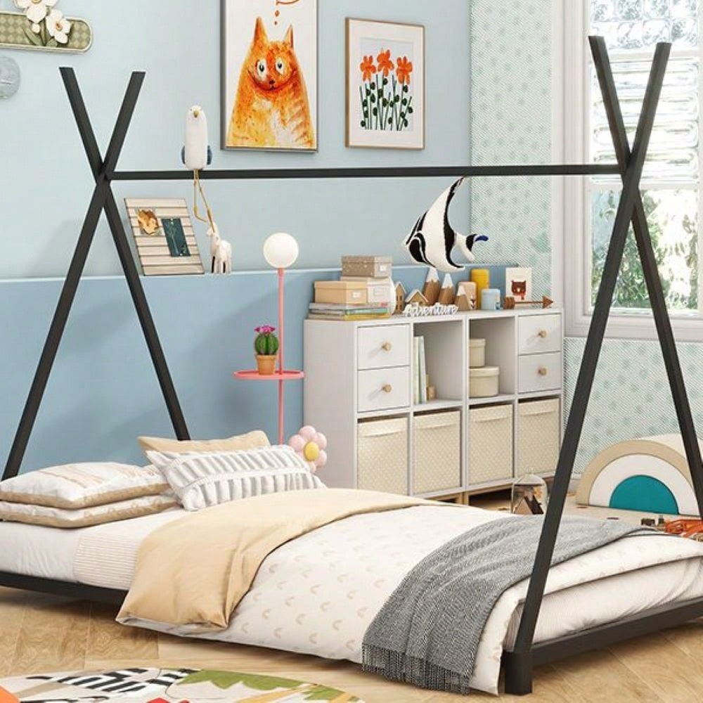 Twin Size House Platform Bed With Triangle Structure