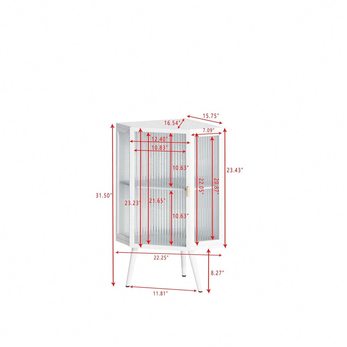 22.25" Floor Coner Cabinet With Tempered Glass Door & Storage Shelves For Bathroom, Living Room, Bedroom