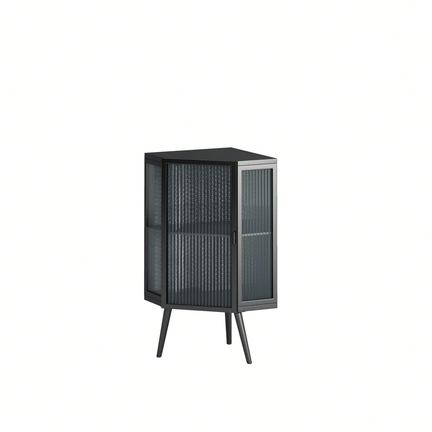22.25" Floor Coner Cabinet With Tempered Glass Door & Storage Shelves For Bathroom, Living Room, Bedroom