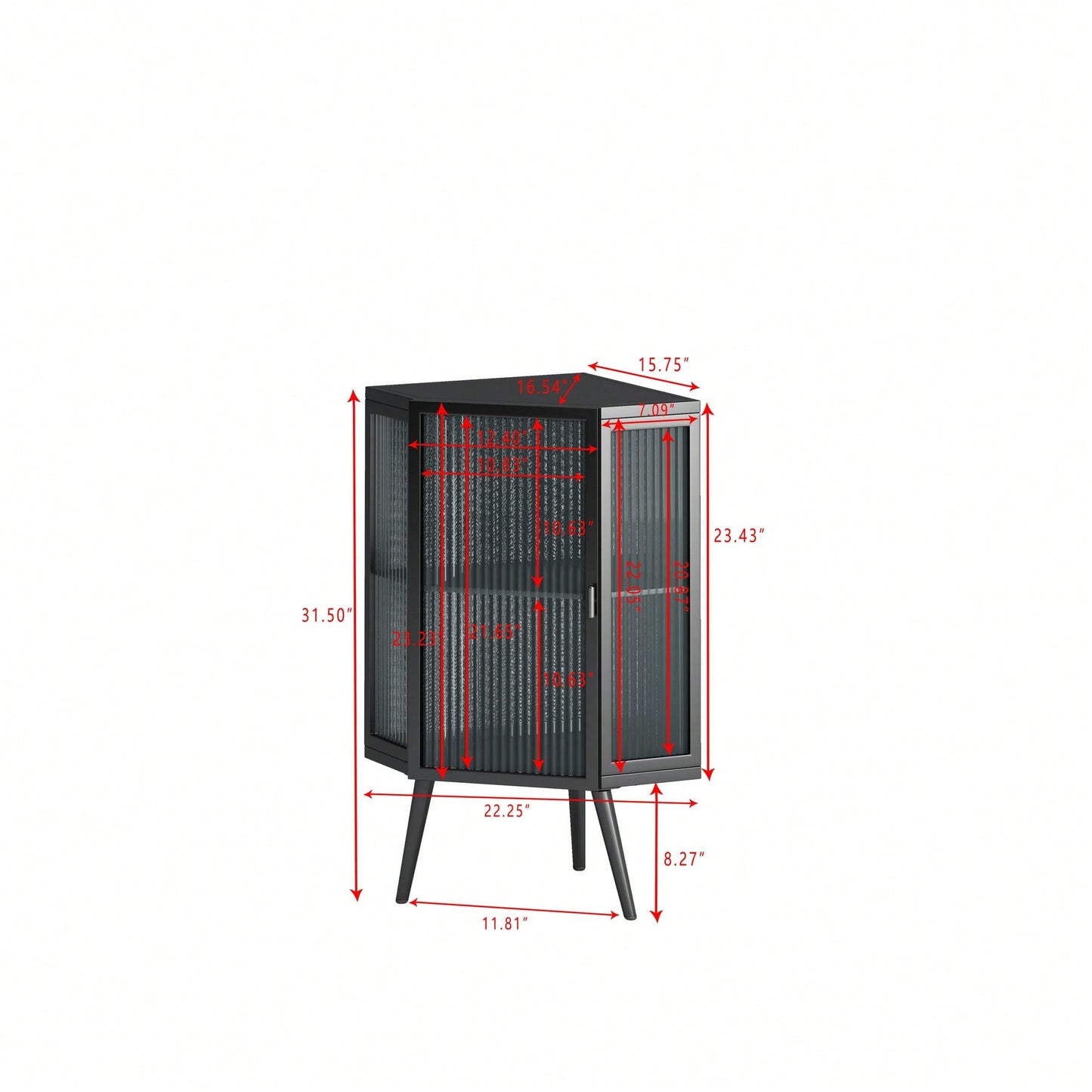 22.25" Floor Coner Cabinet With Tempered Glass Door & Storage Shelves For Bathroom, Living Room, Bedroom