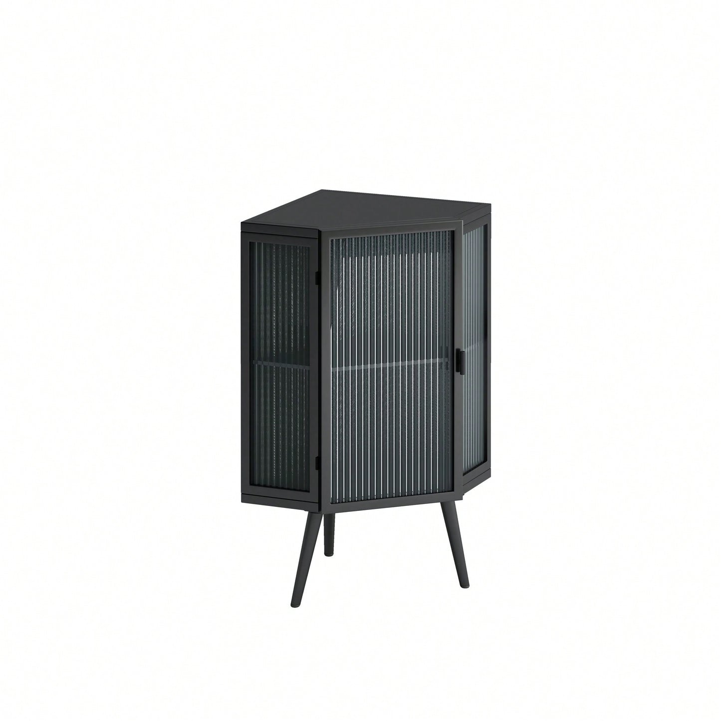 22.25" Floor Coner Cabinet With Tempered Glass Door & Storage Shelves For Bathroom, Living Room, Bedroom