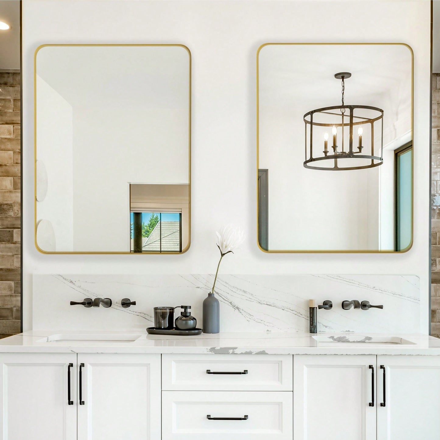 24x36 Inch Wall Mounted Rectangular Mirror Metal Framed Mirror, For Bathroom, Living Room, Bedroom Wall Decor