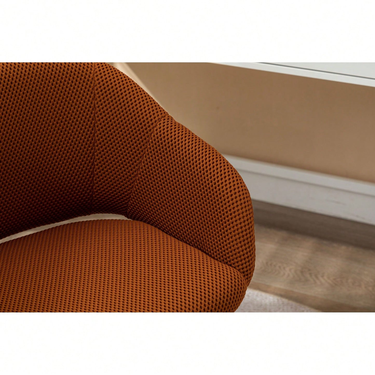 Adjustable Height Mesh Fabric Swivel Chair with Gold Base Soft Foam Seat 360° Rolling Wheels for Home Office and Bedroom