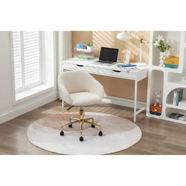 Adjustable Height Mesh Fabric Swivel Chair with Gold Base Soft Foam Seat 360° Rolling Wheels for Home Office and Bedroom