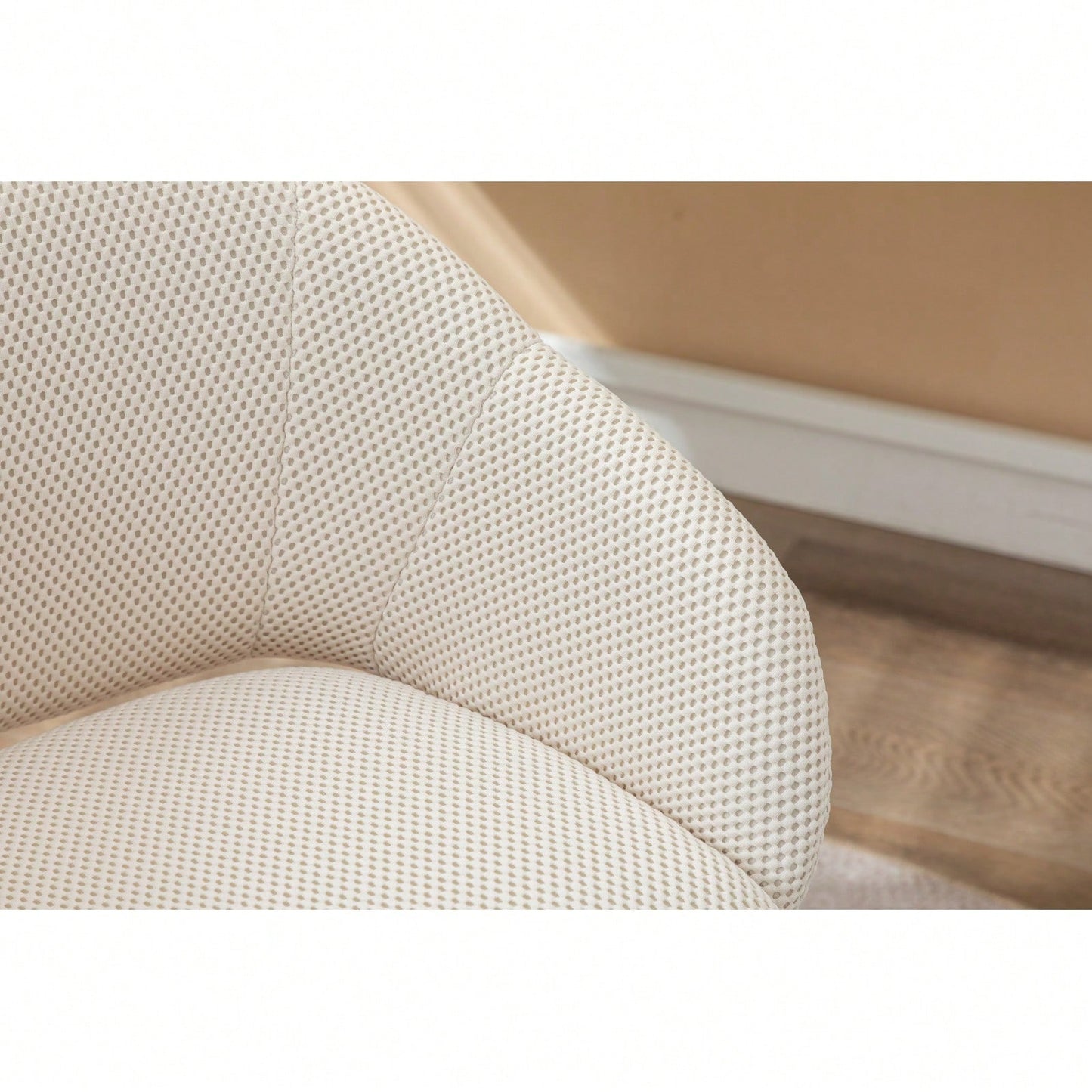Adjustable Height Mesh Fabric Swivel Chair with Gold Base Soft Foam Seat 360° Rolling Wheels for Home Office and Bedroom