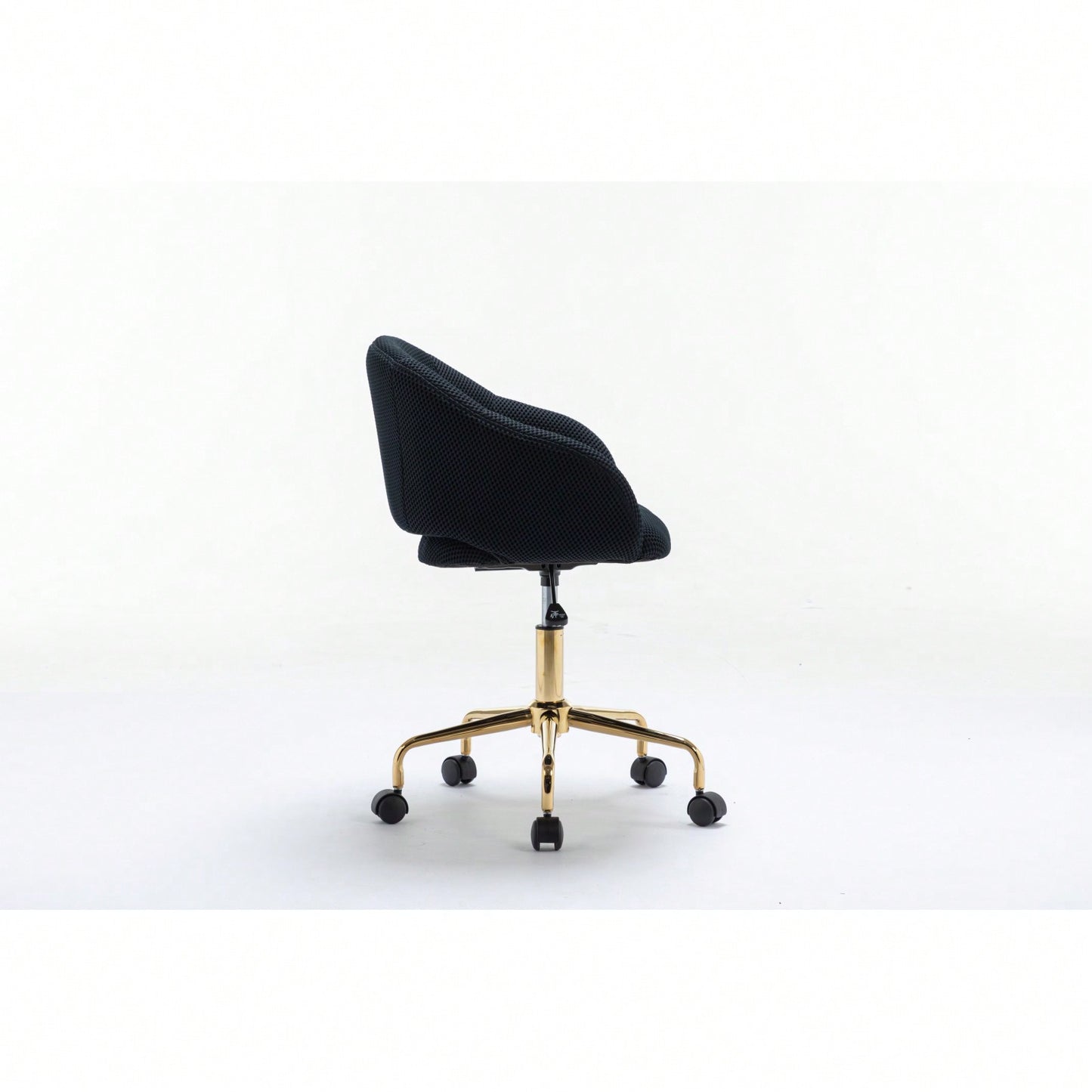 Adjustable Height Mesh Fabric Swivel Chair with Gold Base Soft Foam Seat 360° Rolling Wheels for Home Office and Bedroom