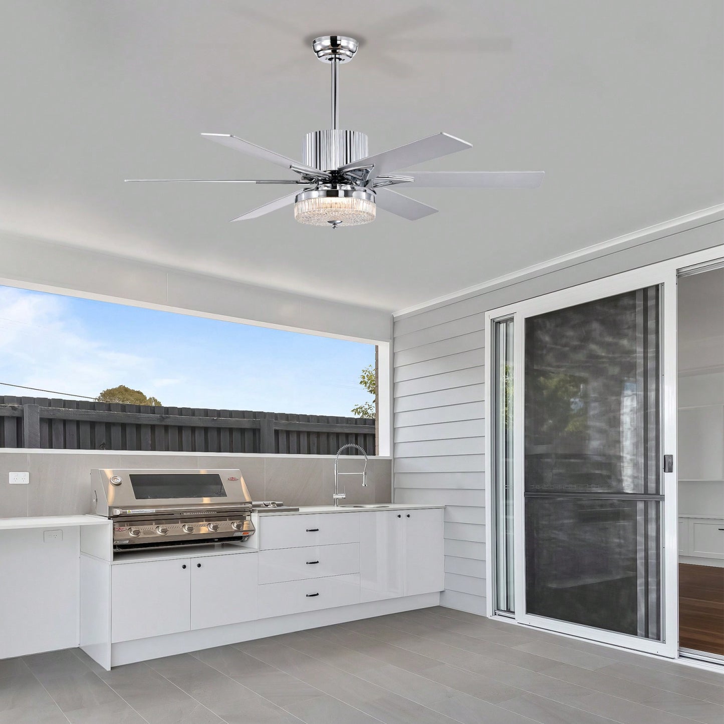 Sleek Modern Ceiling Fan with Remote LED Light 6 Blades Reversible 3 Speed Quiet Motor for Indoor Use Energy Efficient