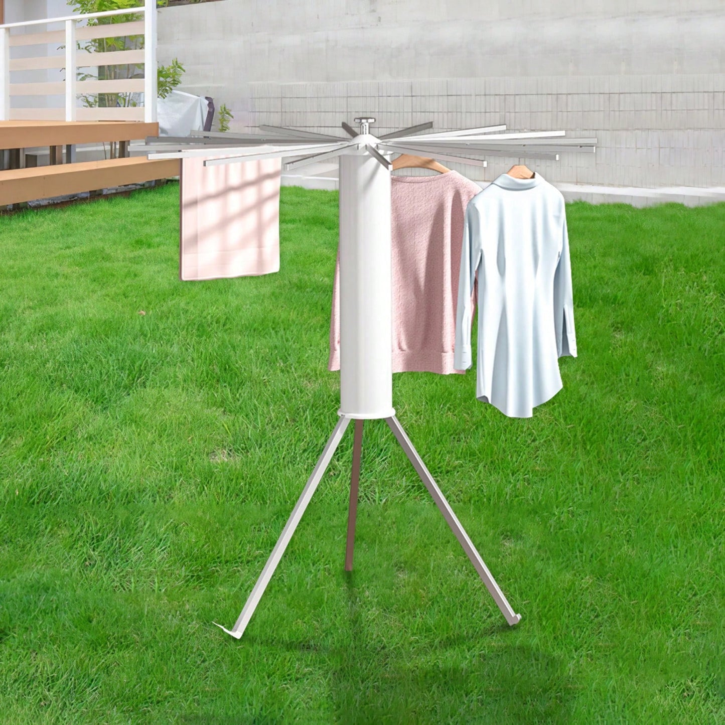 Aluminum Space-Saving Clothes Drying Rack with Rustproof Design and Convenient Handle