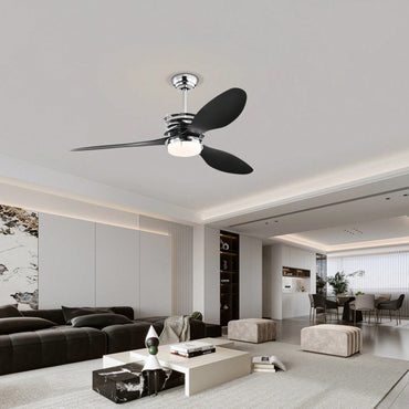 52 Inch Modern Ceiling Fan with LED Lights Remote Control DC Motor 5 Speed Adjustable ABS Blades Indoor Use
