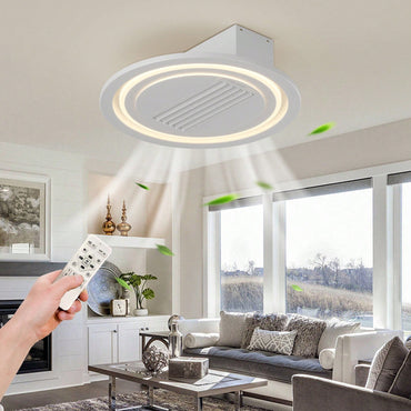 22 Inch Leafless Ceiling Fan with Remote Control Reversible Motor Dimmable Lights Silent DC Motor Ideal for Home and Commercial Use