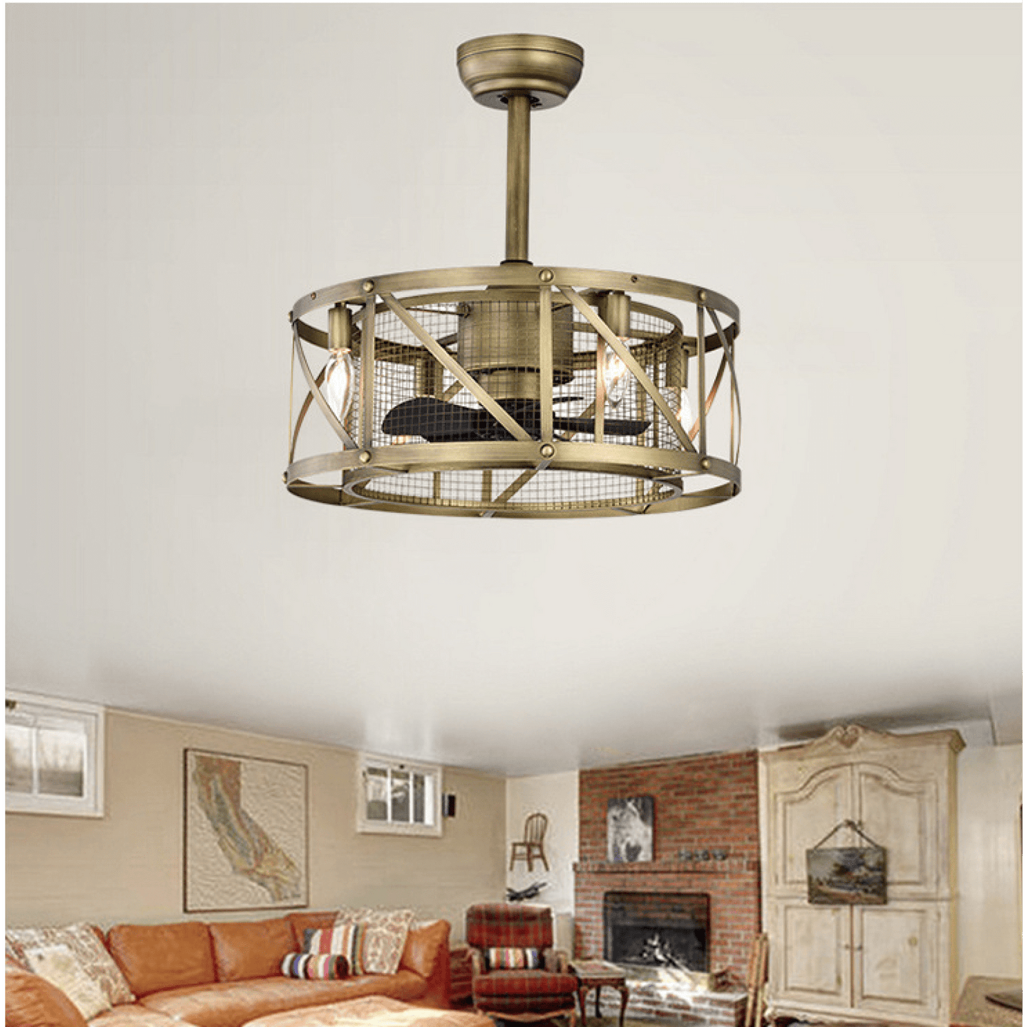 20 Inch Antique Brown Ceiling Fan with Remote Control 5 ABS Blades Reversible Motor Ideal for Small to Medium Spaces