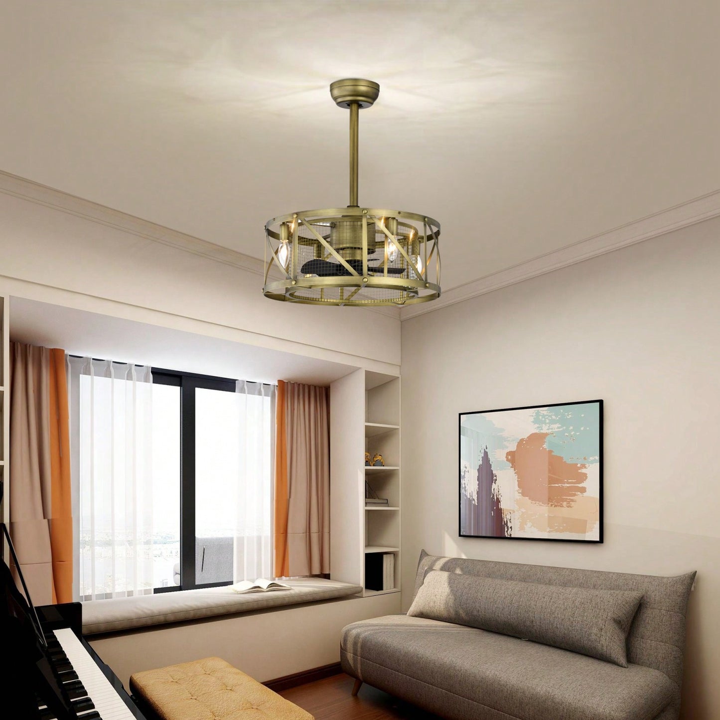 20 Inch Antique Brown Ceiling Fan with Remote Control 5 ABS Blades Reversible Motor Ideal for Small to Medium Spaces