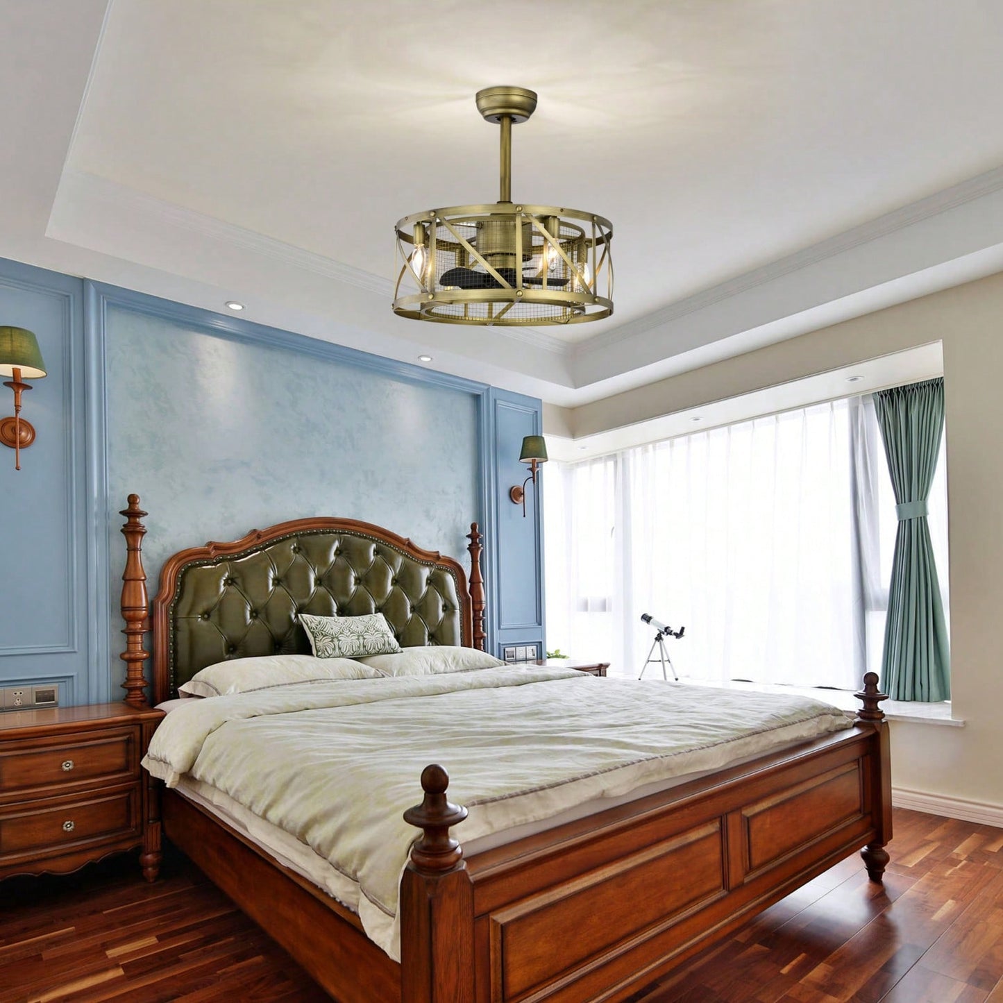 20 Inch Antique Brown Ceiling Fan with Remote Control 5 ABS Blades Reversible Motor Ideal for Small to Medium Spaces