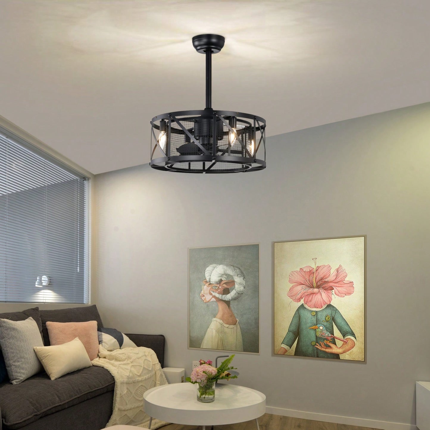 20 Inch Antique Brown Ceiling Fan with Remote Control 5 ABS Blades Reversible Motor Ideal for Small to Medium Spaces