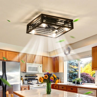 18 Inch Caged Ceiling Fan with Remote and APP Control 6 Speed Reversible DC Motor for All Seasons E26 Candle Bulb 5 ABS Blades