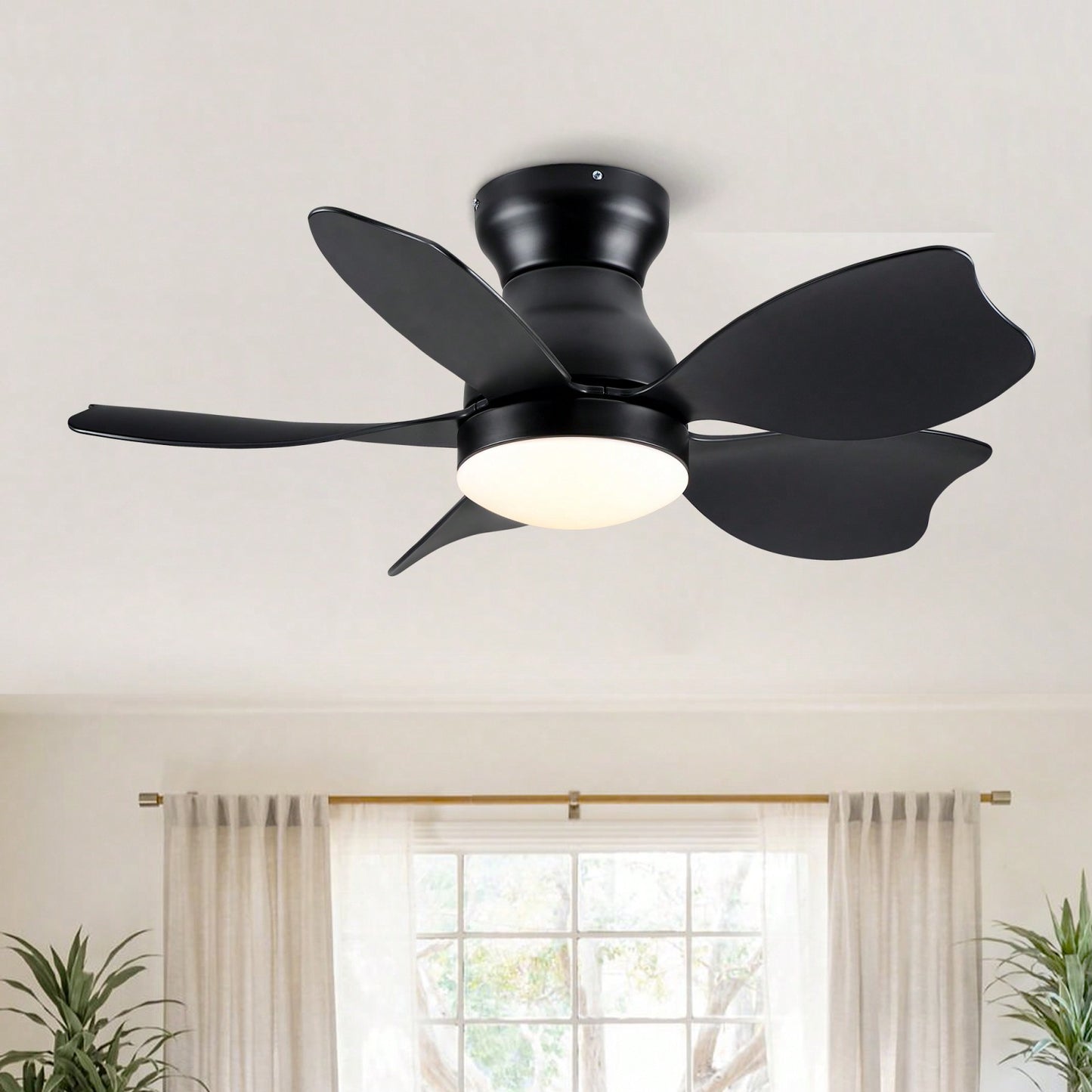 Small Kid's Ceiling Fan with Remote and Dimmable LED Light - Flush Mount Design for Children's Rooms - Reversible Motor for Air Circulation
