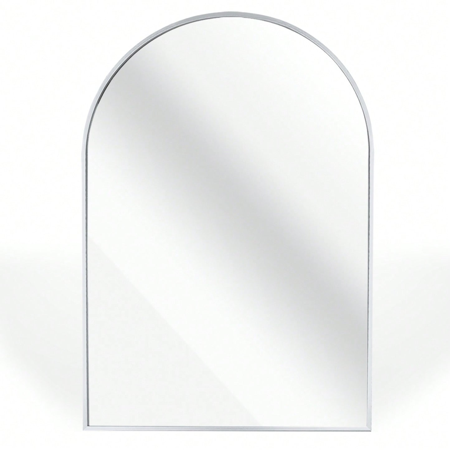 20x30 Inch Large Round Metal Arch Bathroom Mirror with Brushed Aluminum Frame Shatterproof Glass Easy Install Guide