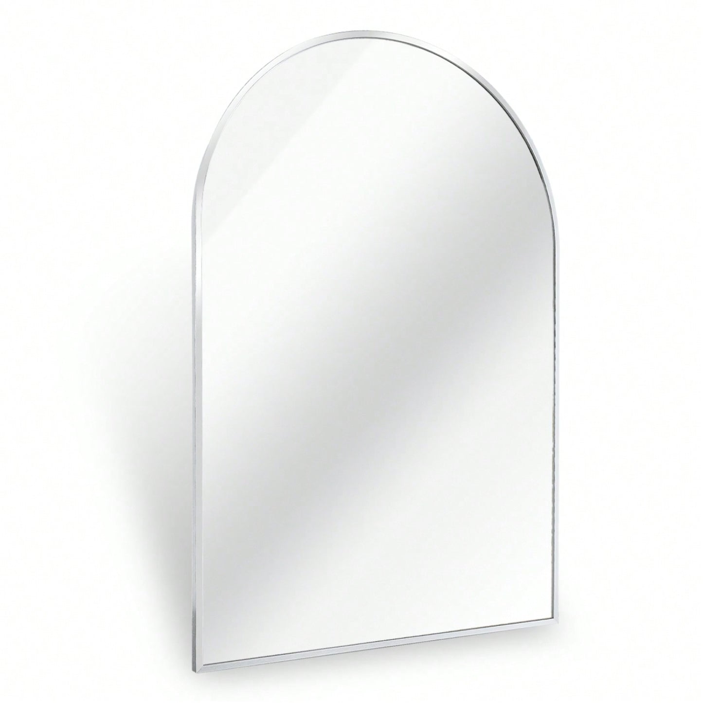 20x30 Inch Large Round Metal Arch Bathroom Mirror with Brushed Aluminum Frame Shatterproof Glass Easy Install Guide