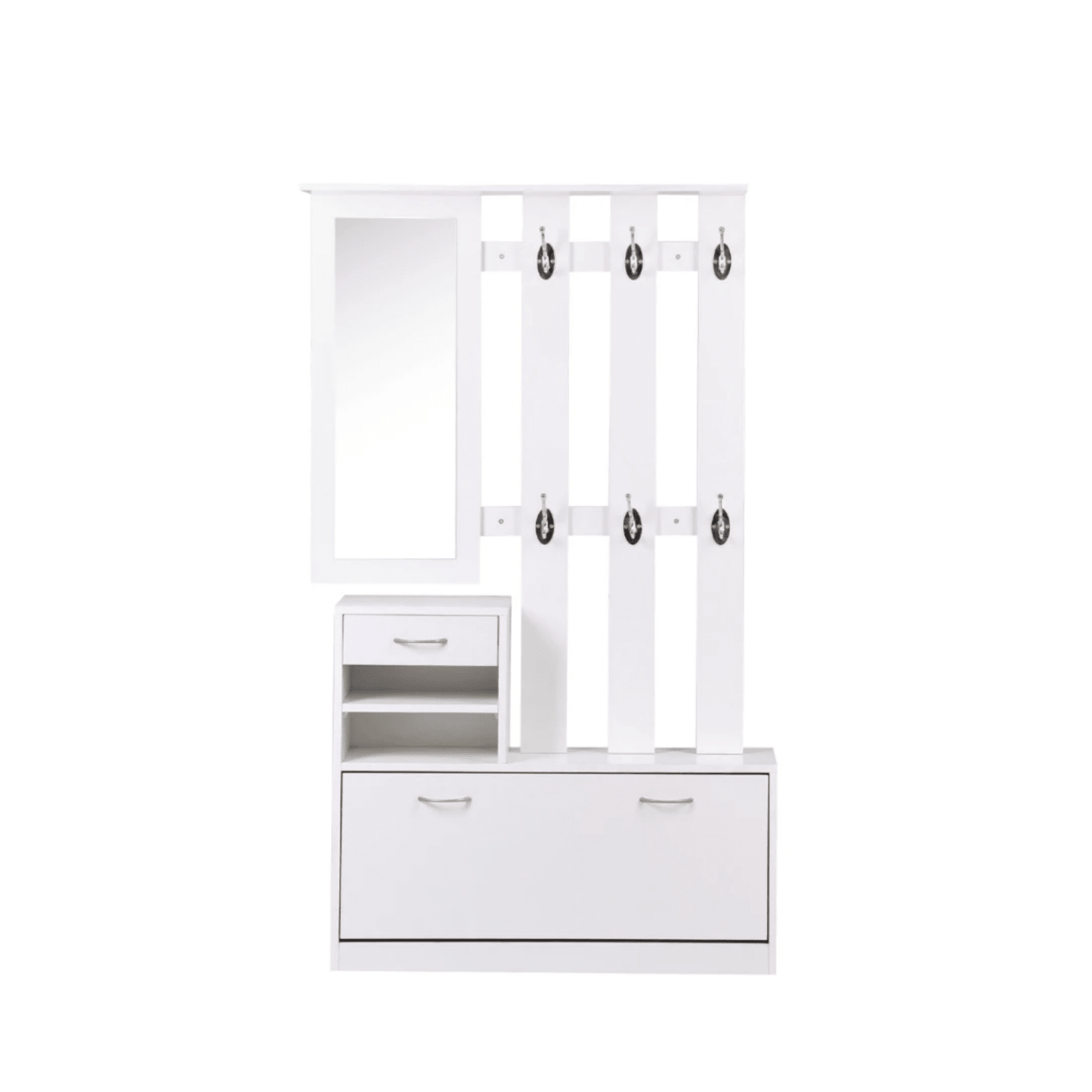 Combination Cabinet With Shoe Cabinet, Hang Shelf, And Mirror - Strong Structure And Large Storage Space