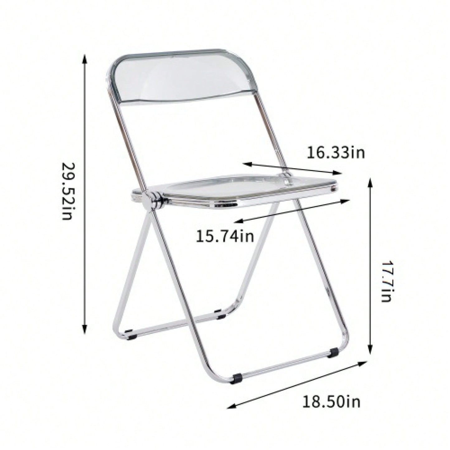 Clear Transparent Folding Chair, Plastic Living Room Seat, Foldable And Sturdy, Holds Up To 150Kgs, Modern Design For Any Room