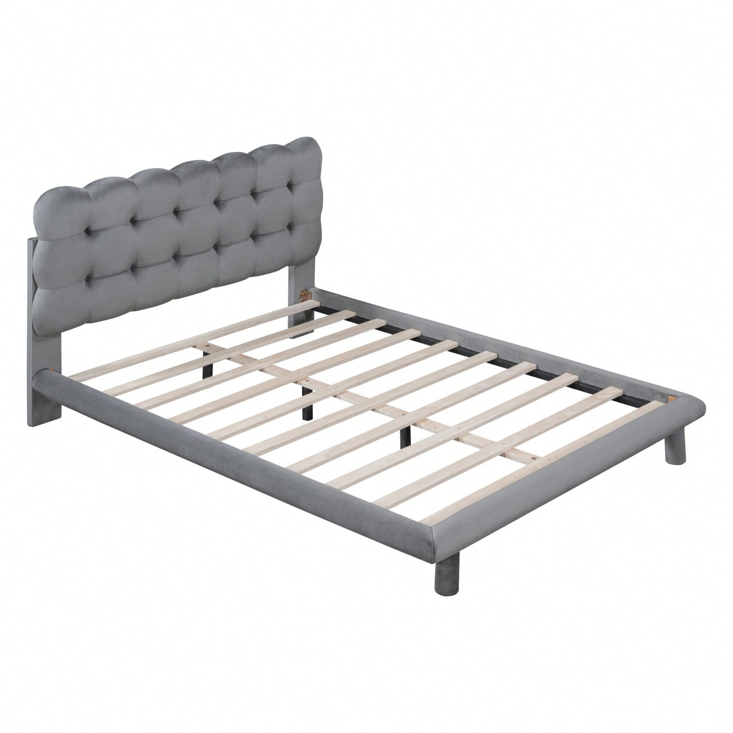 Modern Velvet Platform Bed with LED Lights and Button-Tufted Headboard for Ultimate Comfort and Style