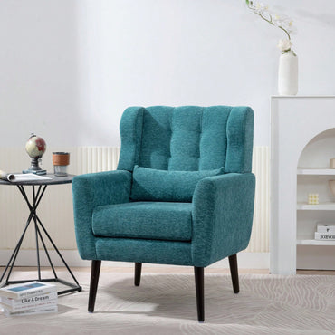Ergonomic Modern Chenille Accent Chair with Padded Seat and Sturdy Wood Legs for Living Room and Bedroom