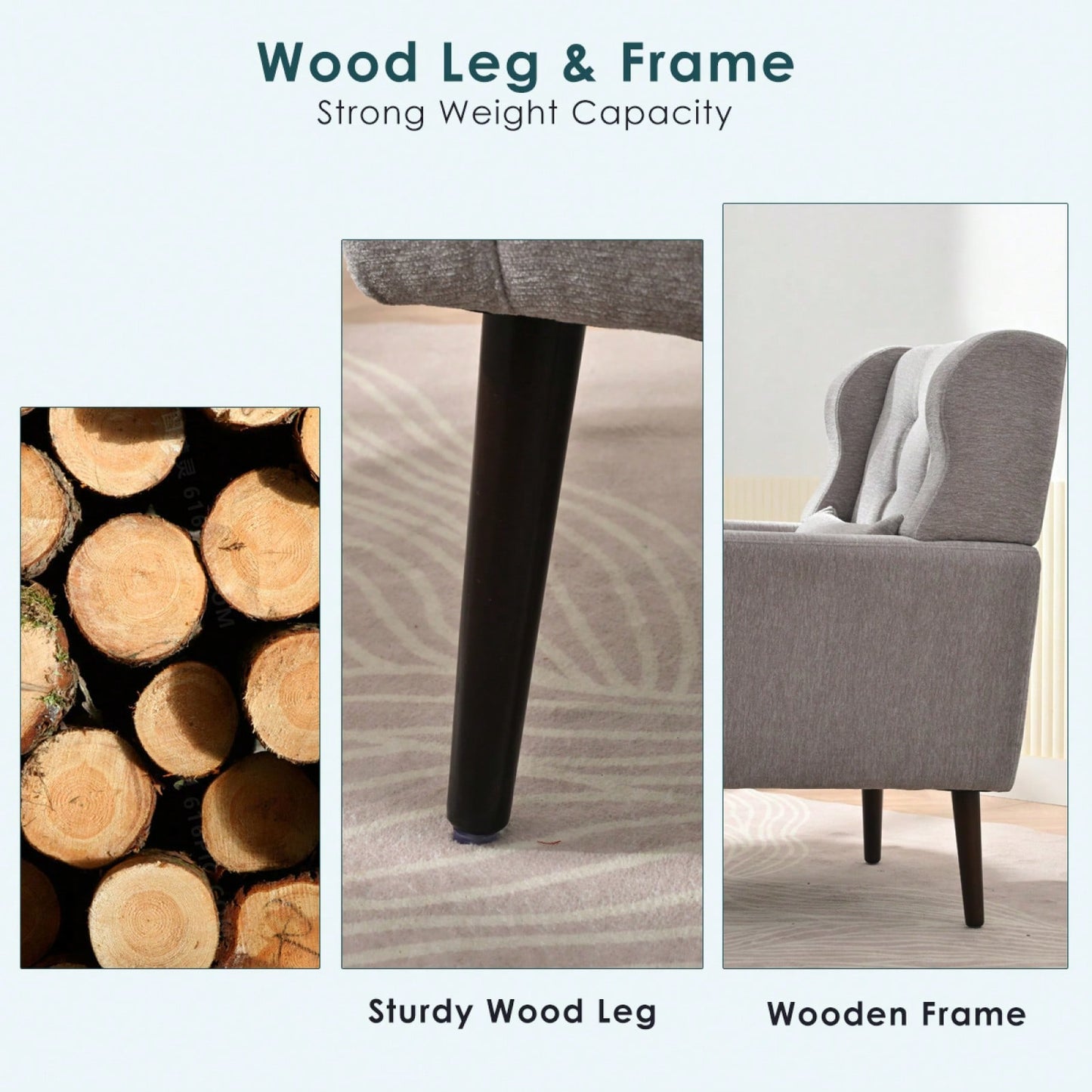 Ergonomic Modern Chenille Accent Chair with Padded Seat and Sturdy Wood Legs for Living Room and Bedroom