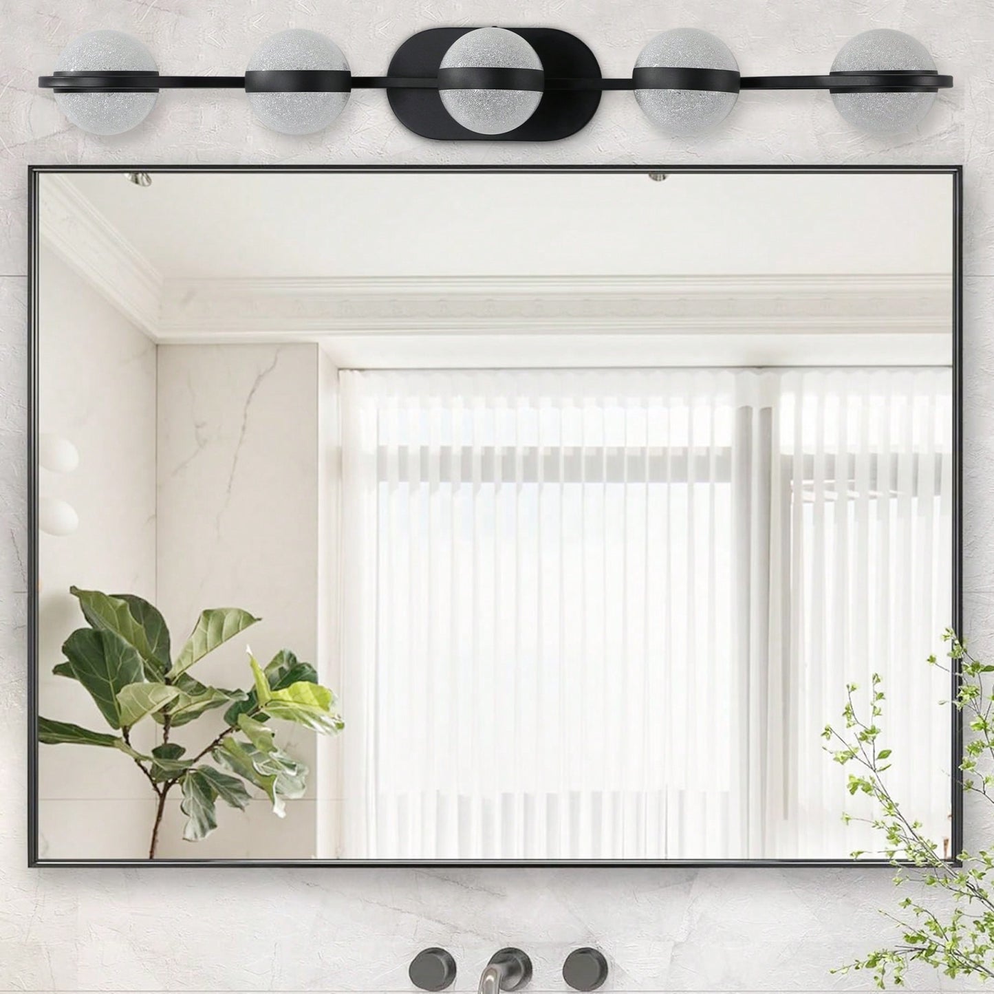 Modern Minimalist LED Bathroom Vanity Light Fixture with 5 Frosted Glass Shades Energy Efficient Design Easy to Install