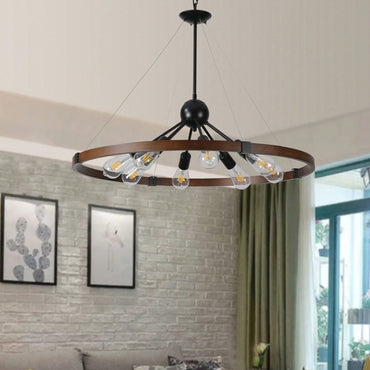 8-Light Vintage Farmhouse Chandelier Adjustable Height for Kitchen Living Room Dining Room E26 Base Bulb Compatible Rust Resistant