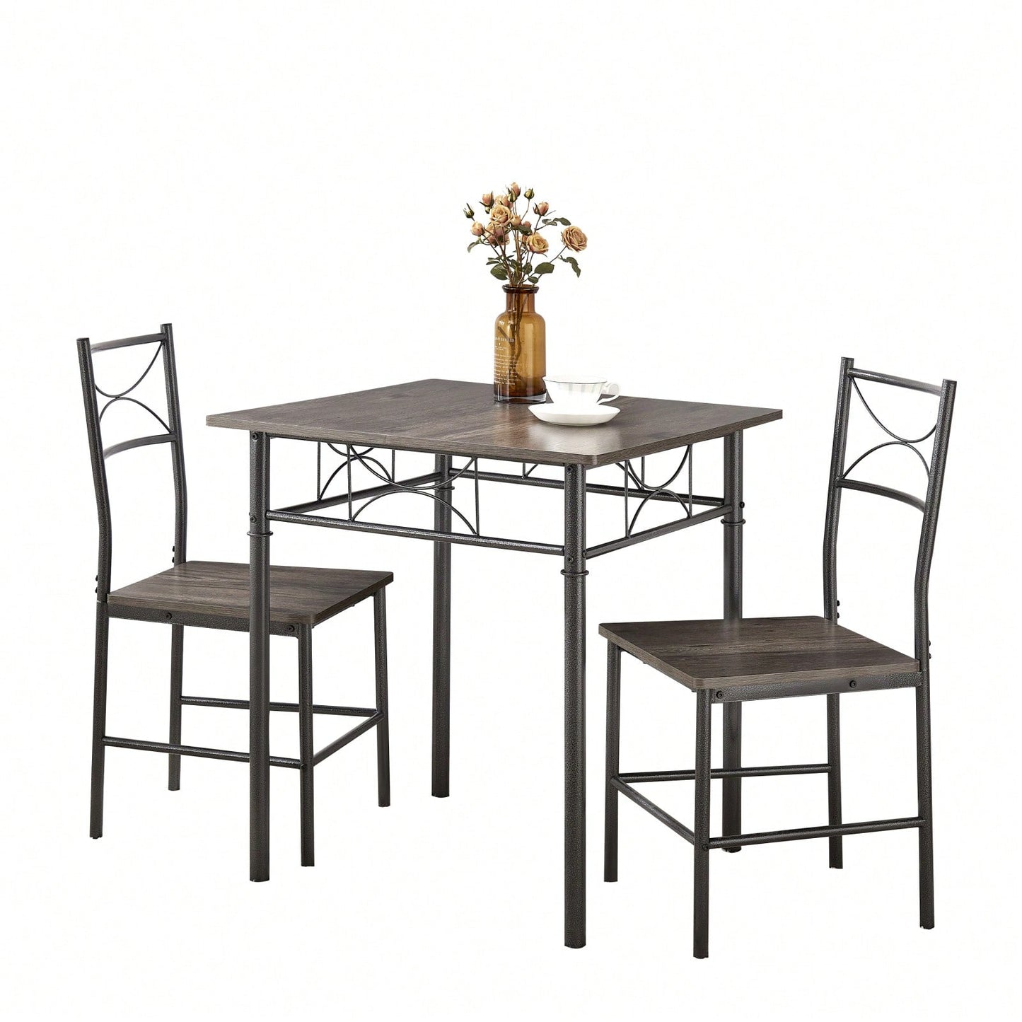 3-Piece Grey Kitchen Dining Set with Sturdy Chairs Comfortable Versatile Design Easy to Clean Ideal for Home or Office