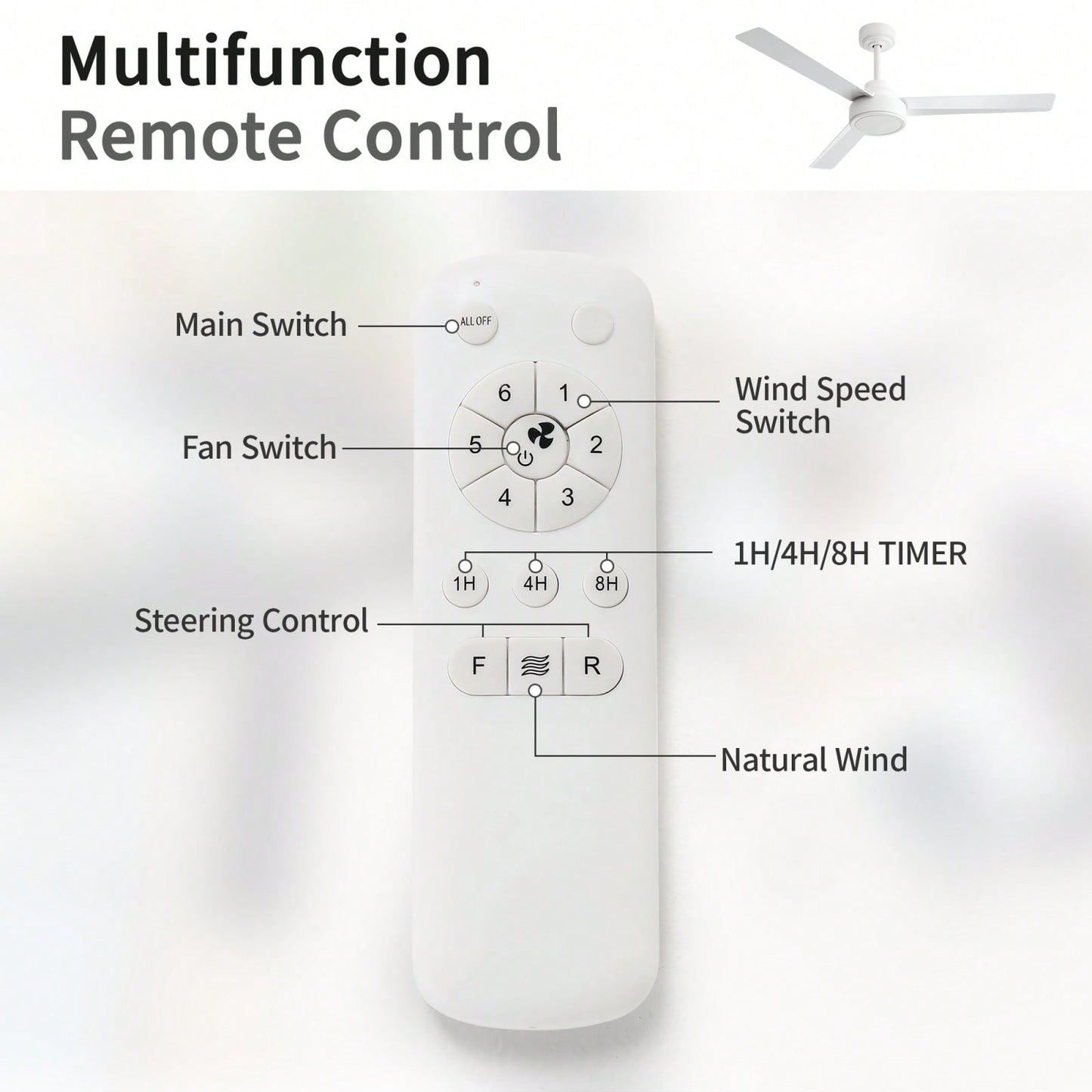 52 Inch Outdoor Ceiling Fan with Remote Reversible DC Motor 3 ABS Blades Energy Efficient Farmhouse Design for Living Room Bedroom Kitchen