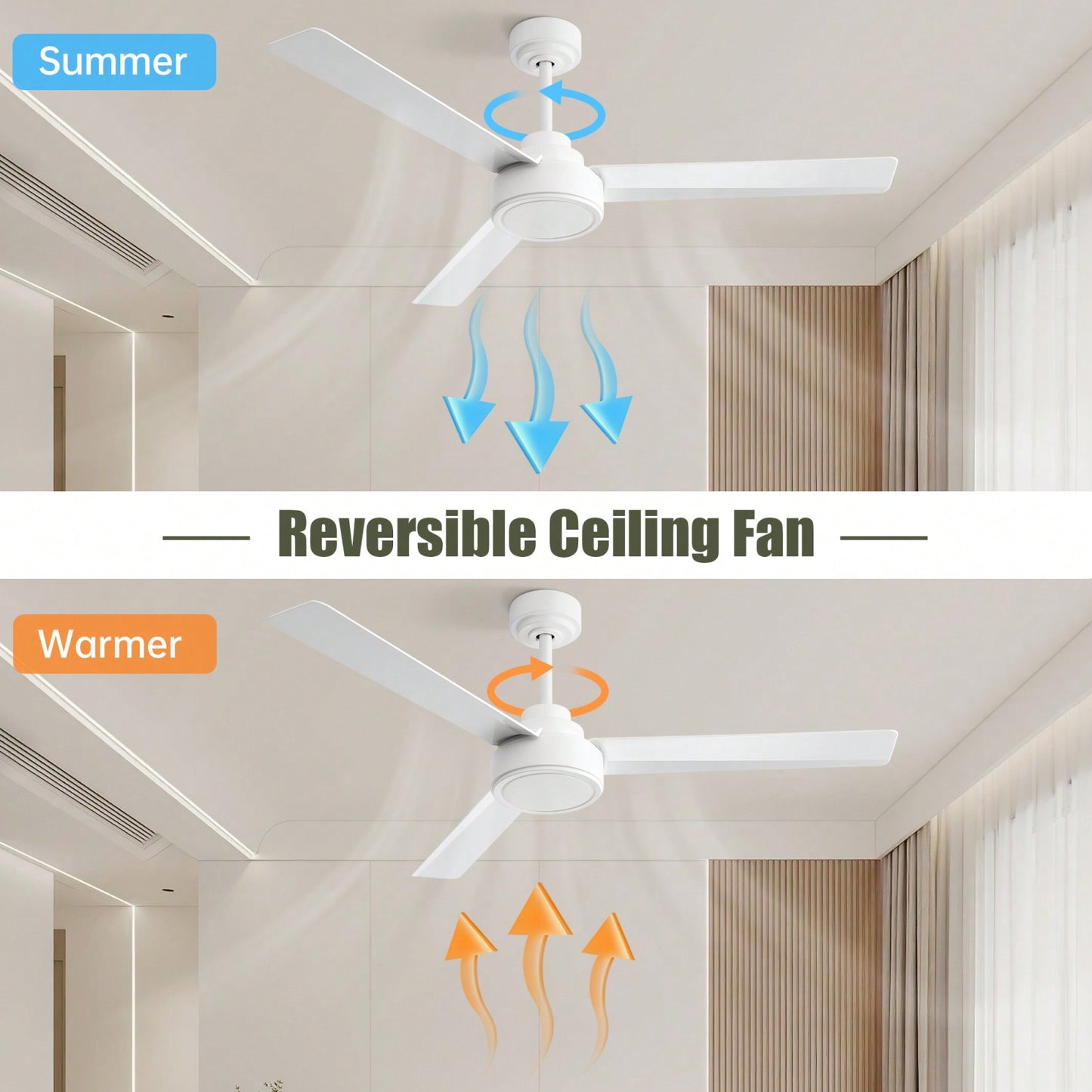 52 Inch Outdoor Ceiling Fan with Remote Reversible DC Motor 3 ABS Blades Energy Efficient Farmhouse Design for Living Room Bedroom Kitchen
