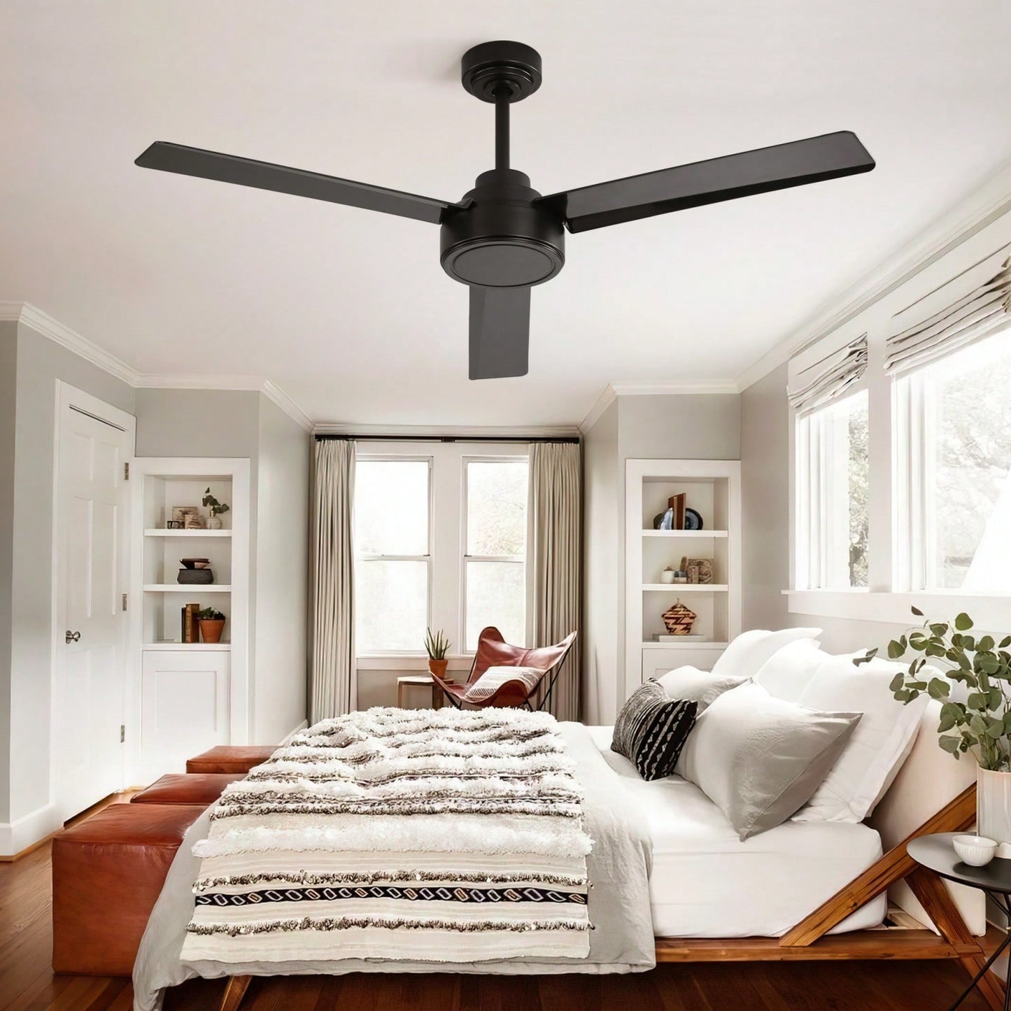 52 Inch Outdoor Ceiling Fan with Remote Reversible DC Motor 3 ABS Blades Energy Efficient Farmhouse Design for Living Room Bedroom Kitchen