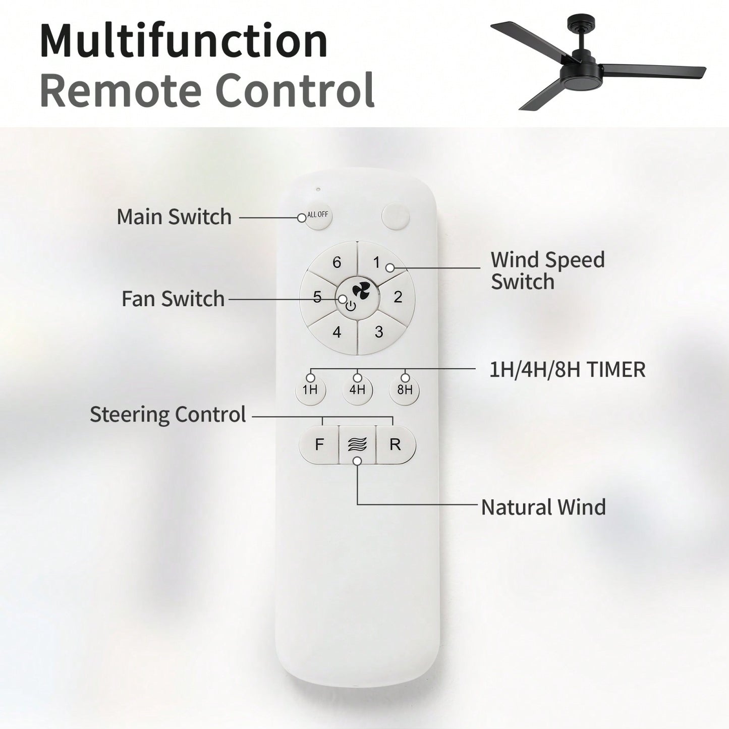 52 Inch Outdoor Ceiling Fan with Remote Reversible DC Motor 3 ABS Blades Energy Efficient Farmhouse Design for Living Room Bedroom Kitchen