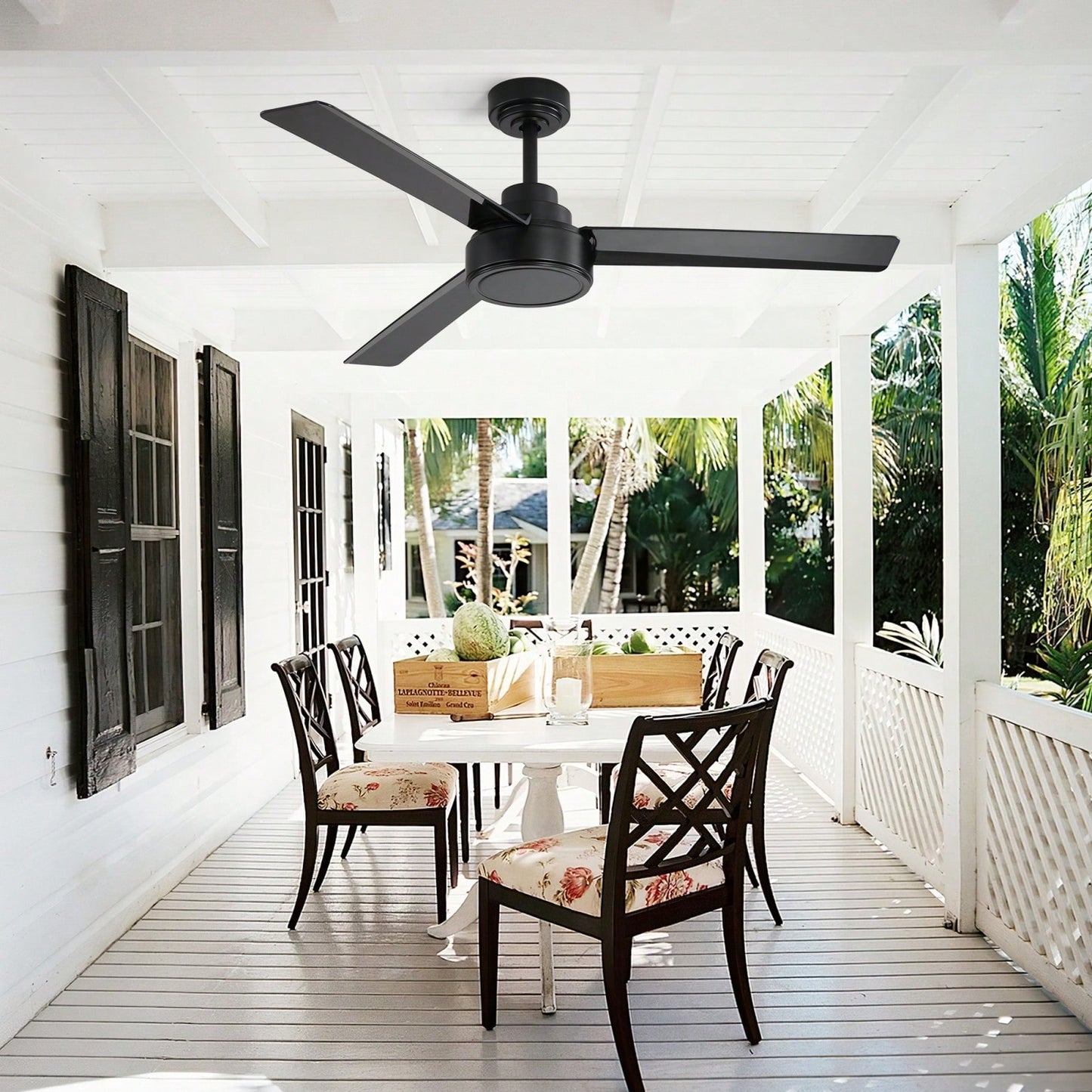 52 Inch Outdoor Ceiling Fan with Remote Reversible DC Motor 3 ABS Blades Energy Efficient Farmhouse Design for Living Room Bedroom Kitchen