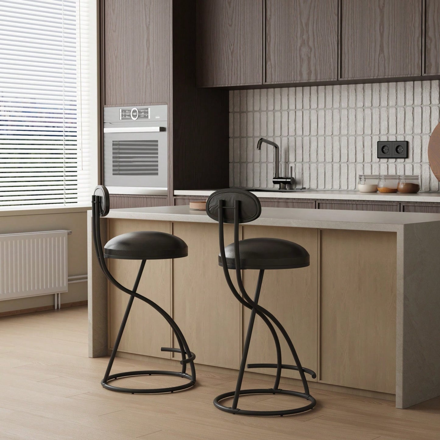 Stylish Velvet Round Bar Stools Set of 2 with Back for Dining Room Kitchen Island Comfortable Seating Durable Metal Frame Easy Assembly