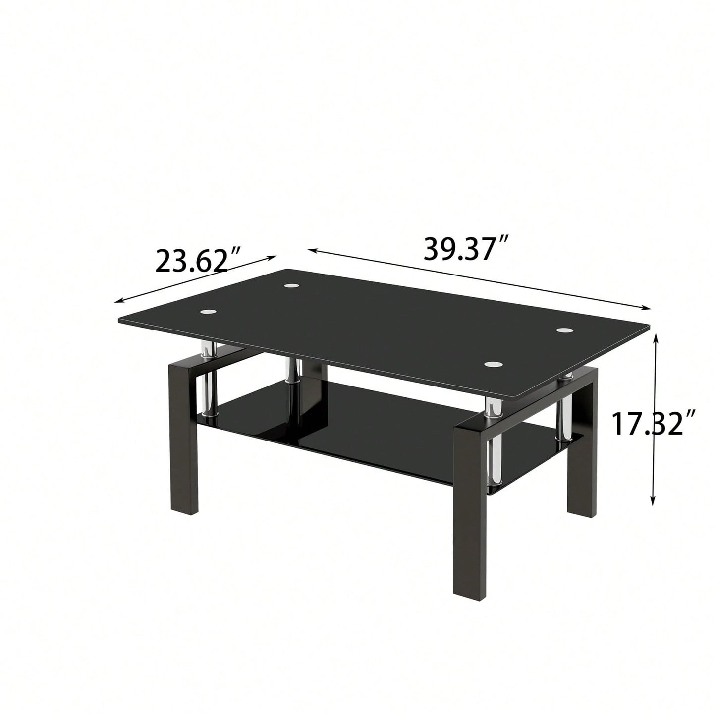 Stylish 2-Tier Tempered Glass Coffee Table for Living Room Office Bedroom Lightweight Durable Easy Assembly 39.37x23.62x17.72