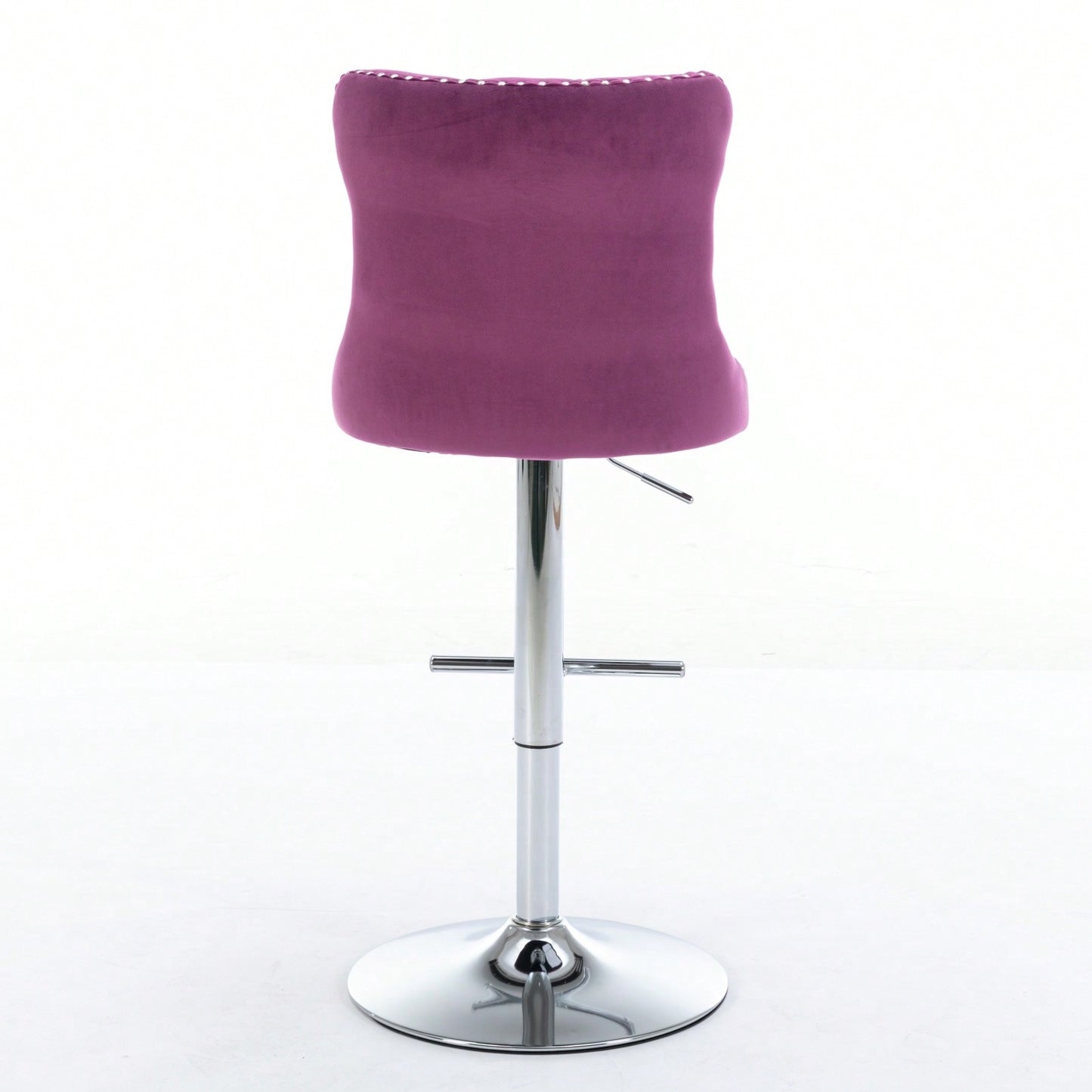 Set of 2 Adjustable Velvet Bar Stools with Backrest Chrome Base Comfortable Tufted Design for Kitchen Island and Home Pub