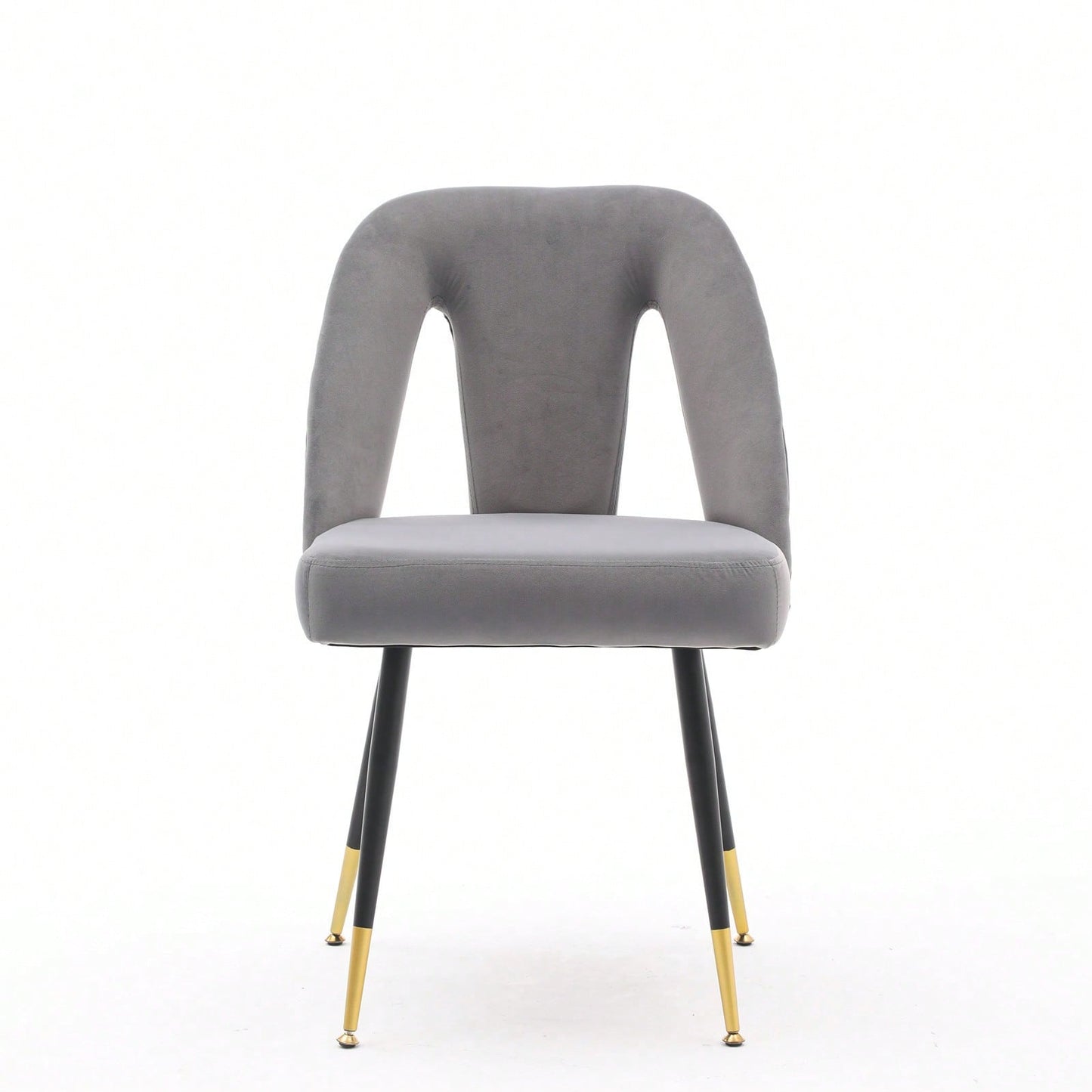 Gray Velvet Dining Chairs Set of 2 with Nailhead Trim and Gold Tipped Legs for Modern Home Decor