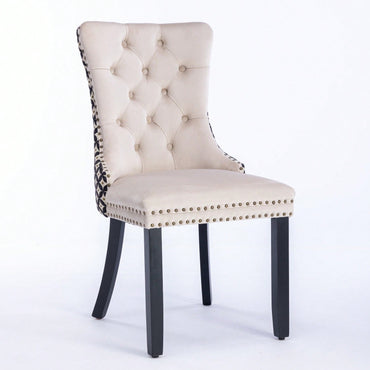 Elegant Velvet Dining Chairs Set of 2 with Solid Wood Legs and Nailhead Trim High Backrest Comfortable Cushion Modern Home Décor