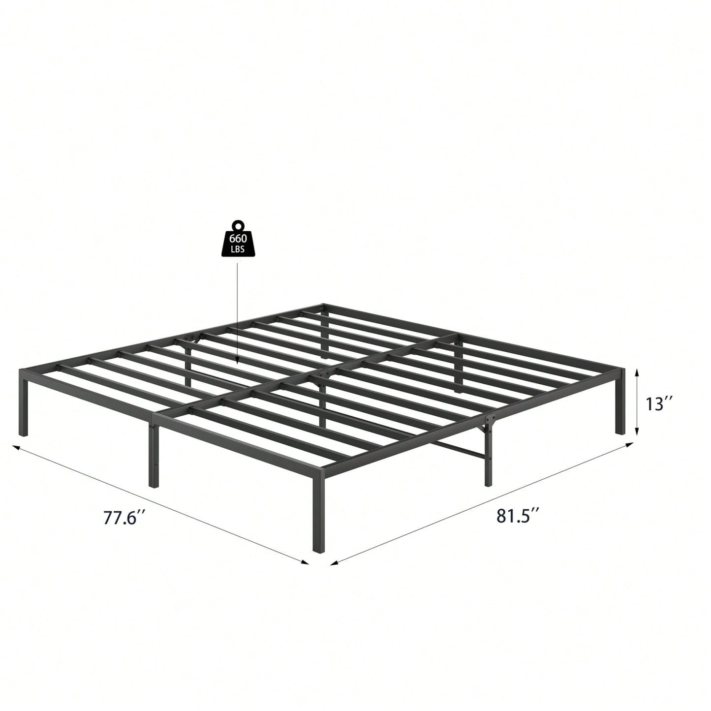 Sturdy King Size Metal Platform Bed Frame No Box Spring Required Modern Design 660 Lbs Weight Capacity