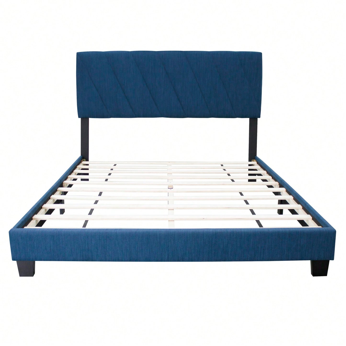 Modern Queen Size Upholstered Bed Frame Adjustable Stain Resistant Durable Easy Assembly No Box Spring Needed Storage Gap