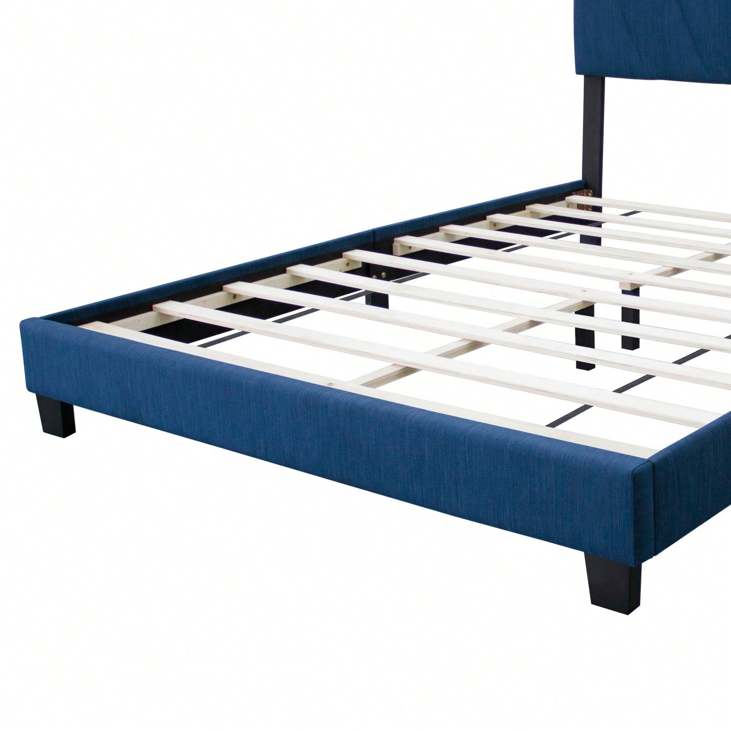 Modern Queen Size Upholstered Bed Frame Adjustable Stain Resistant Durable Easy Assembly No Box Spring Needed Storage Gap