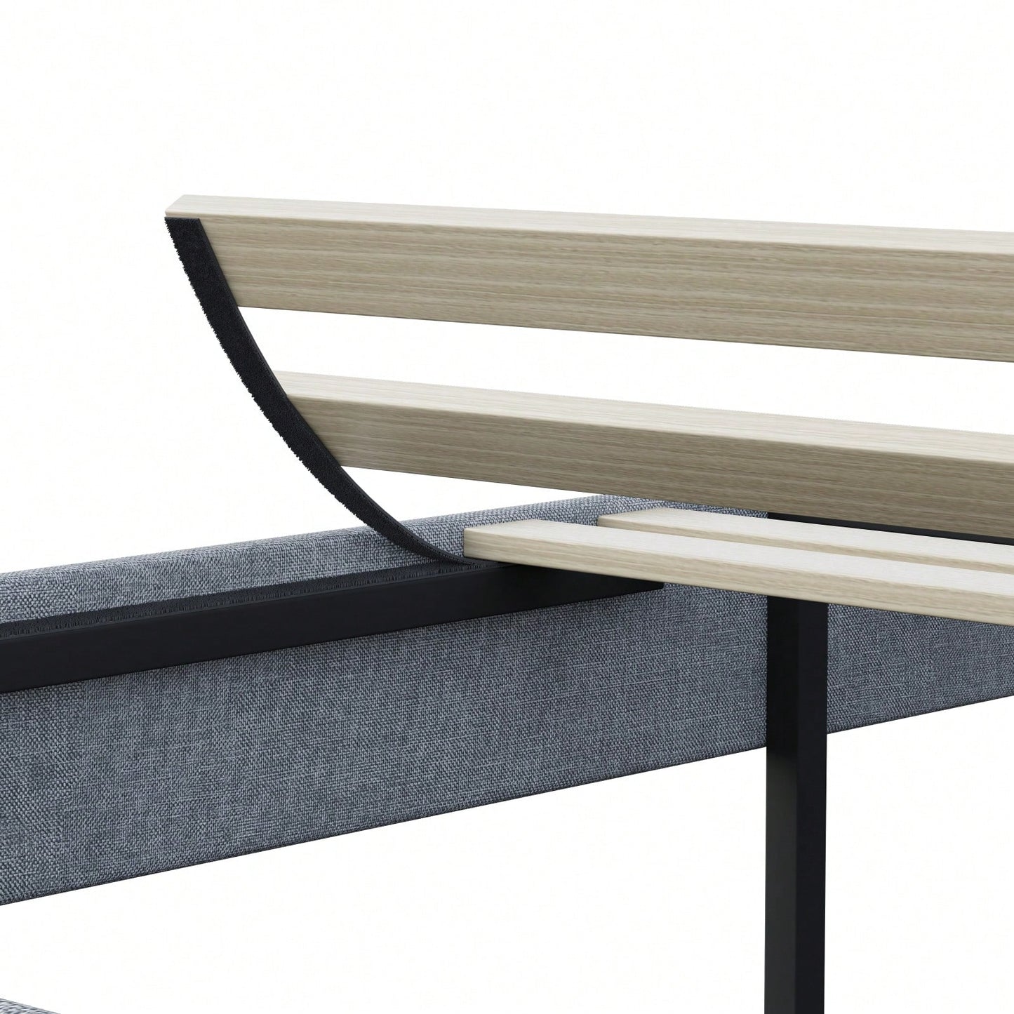 Light Grey Queen Bed Frame with Adjustable Headboard Wooden Slats Center Support 705 Lbs Capacity Noiseless Design Easy 30 Min Assembly